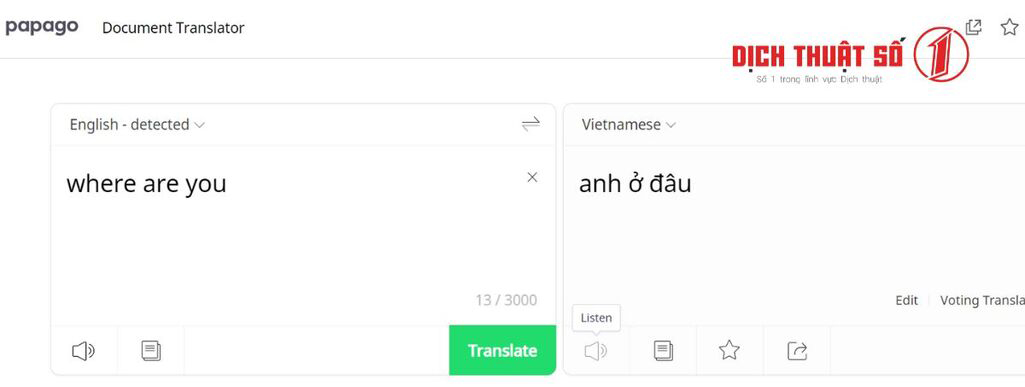 Phần mềm dịch tiếng Anh sang tiếng Việt Naver Papago