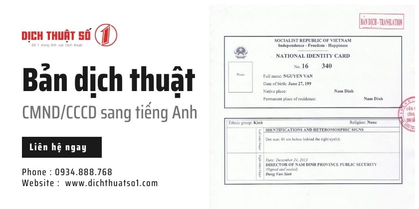 Bản dịch chứng minh nhân dân sang tiếng Anh