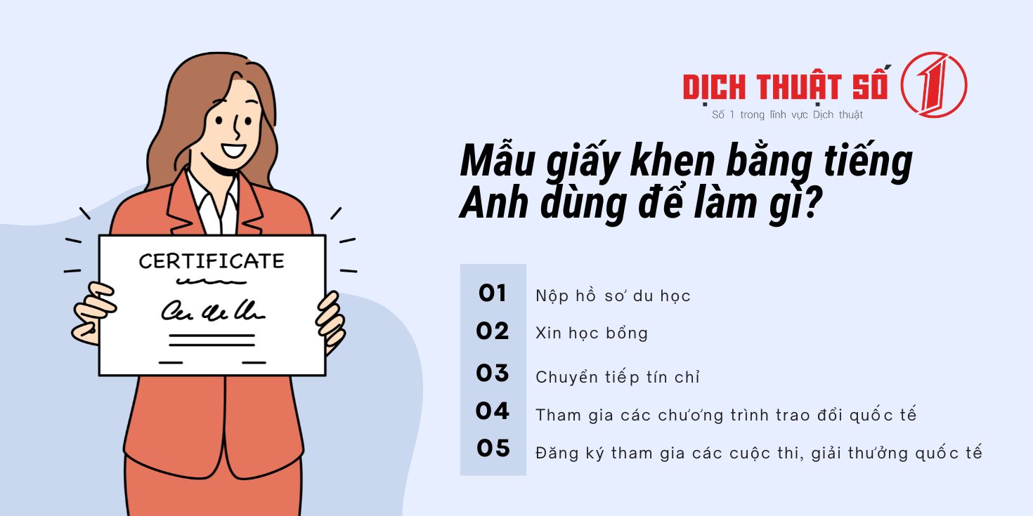 Mẫu giấy khen bằng tiếng Anh dùng để làm gì?