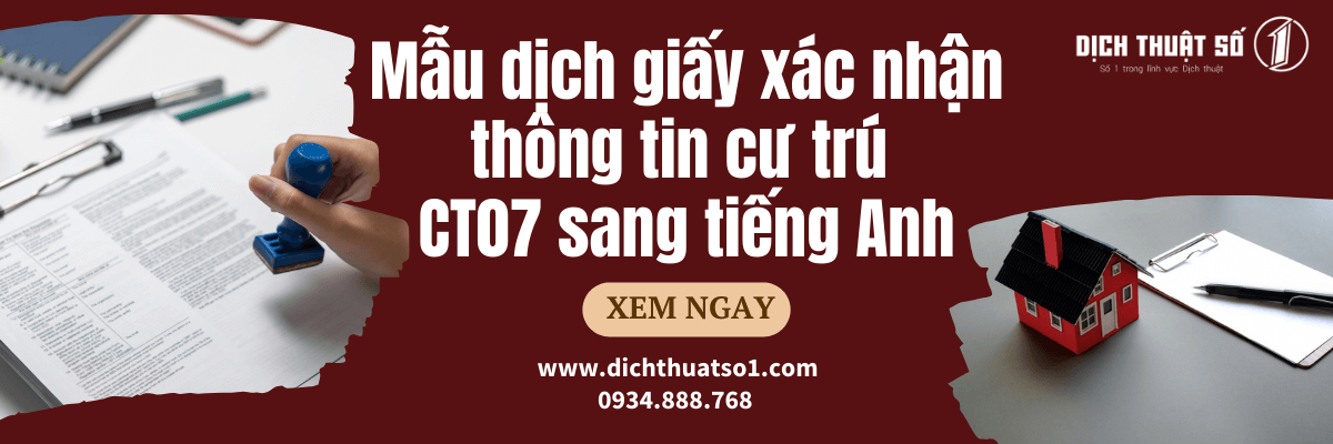 Mẫu dịch giấy xác nhận thông tin cư trú sang tiếng Anh mới nhất 2024