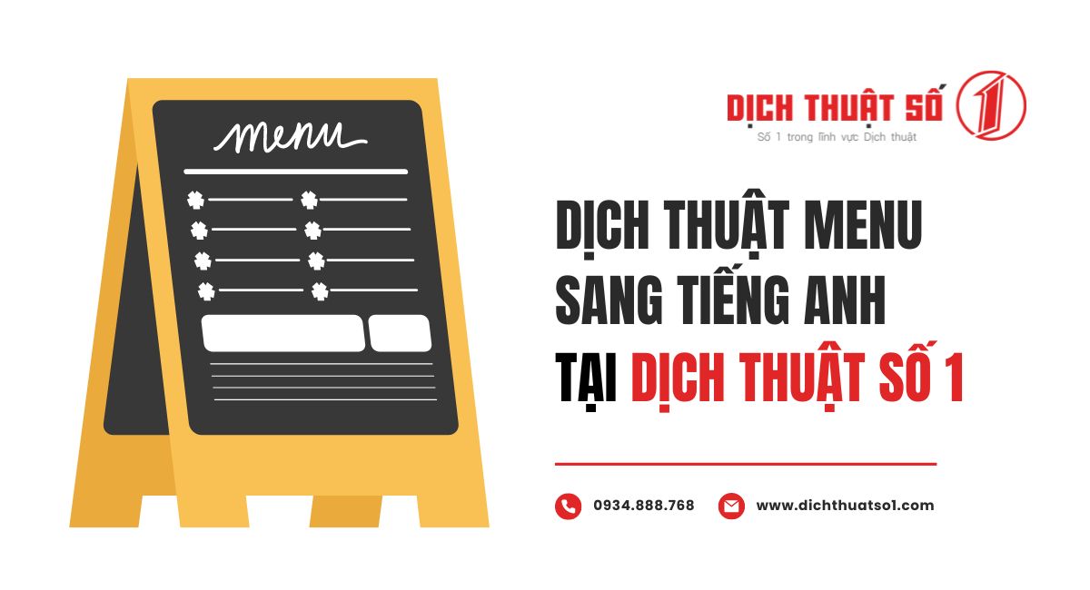 Công ty dịch thuật Menu sang tiếng Anh chuyên nghiệp