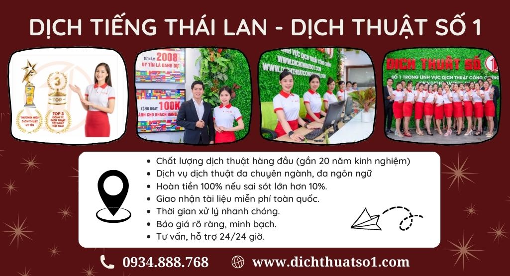 Dịch tiếng Thái Lan chuẩn xác, lấy nhanh