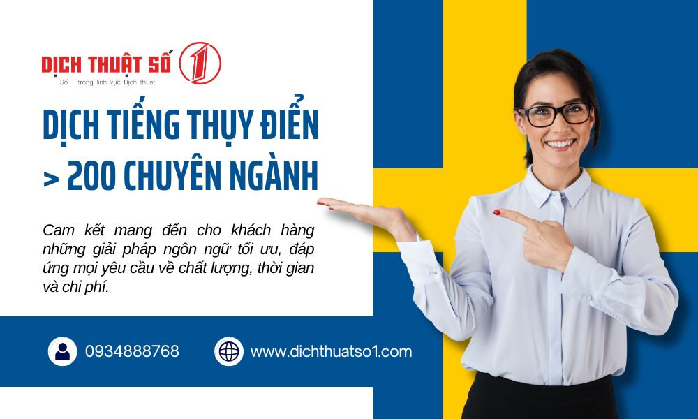 Dịch thuật tiếng Thụy Điển - Việt hơn 200 lĩnh vực