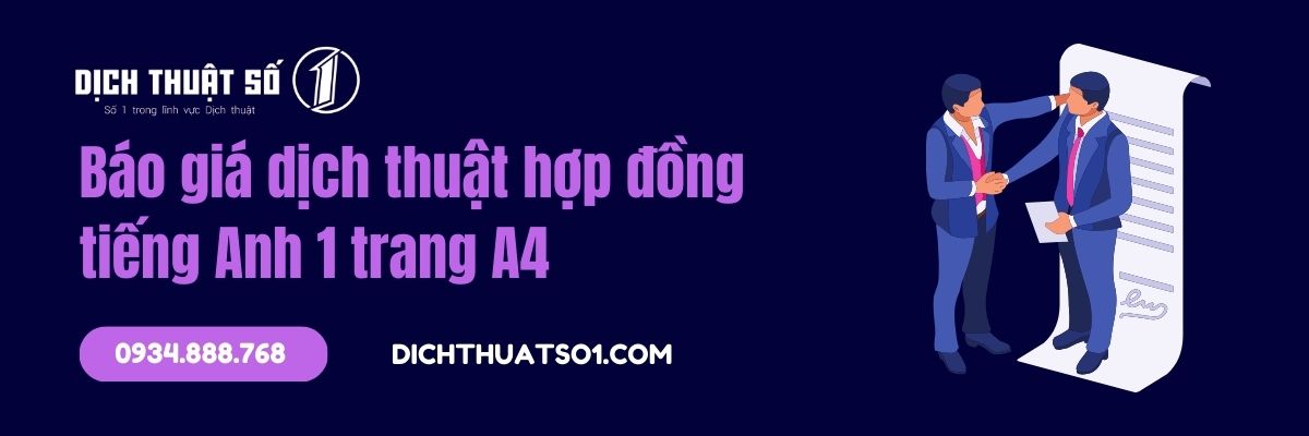 Báo giá dịch thuật hợp đồng tiếng Anh 1 trang A4