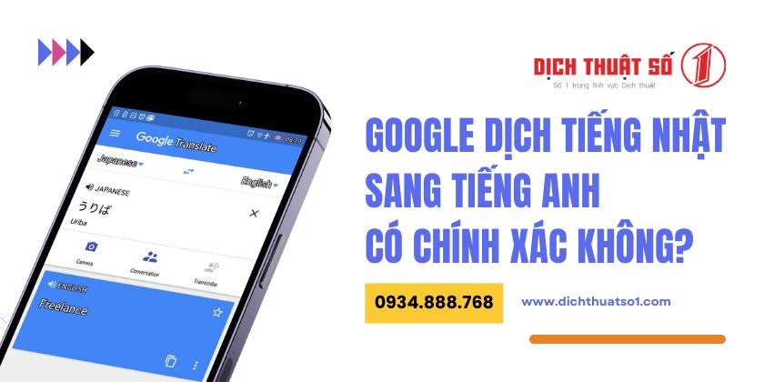 Google dịch tiếng Nhật sang tiếng Anh