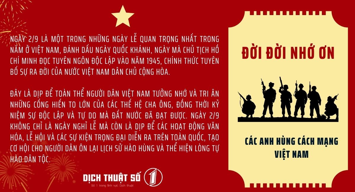 Thông báo lịch nghỉ lễ Quốc khánh 2/9