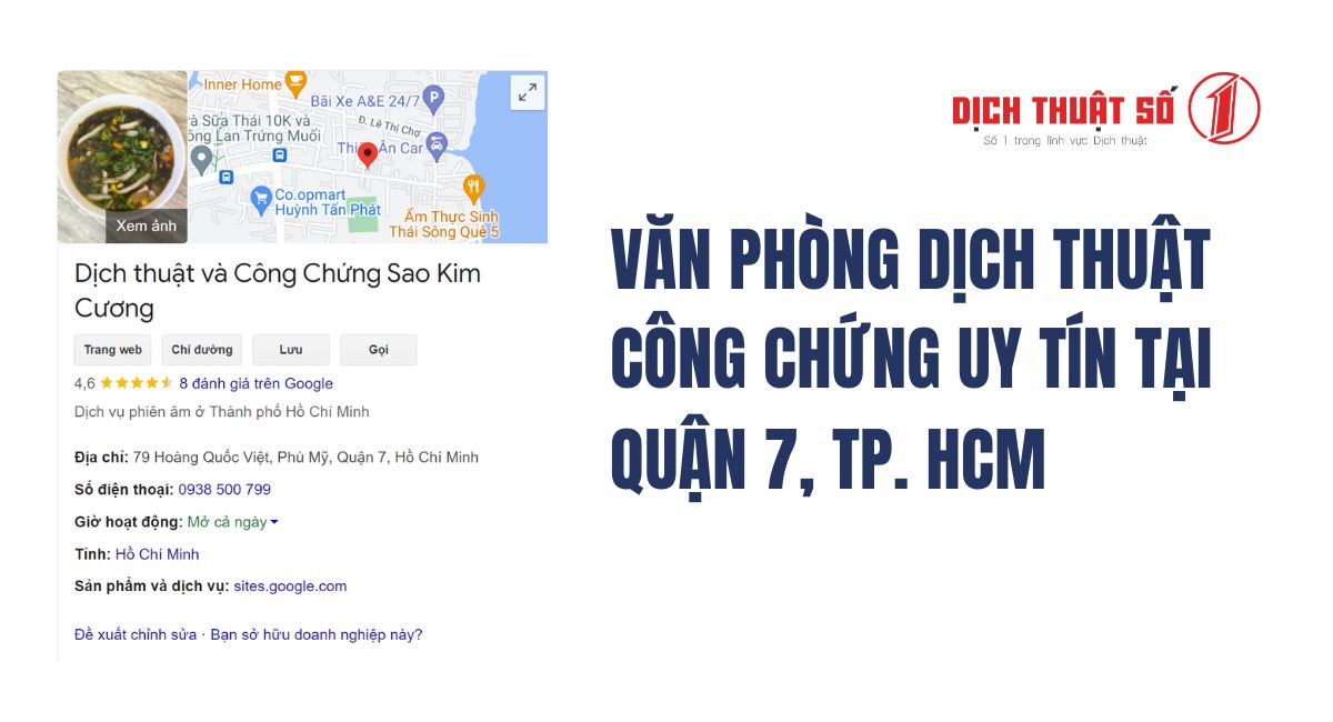 Dịch thuật và Công Chứng Sao Kim Cương quận 7