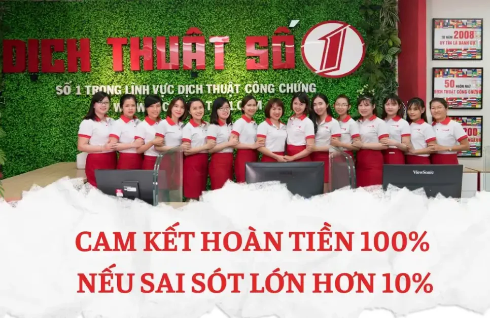 Cam kết hoàn tiền 100% nếu dịch sai