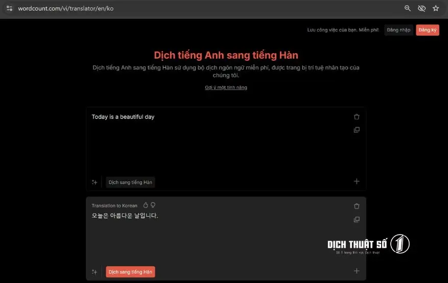 Wordcount.com là một trong những công cụ hỗ trợ dịch thuật trực tuyến