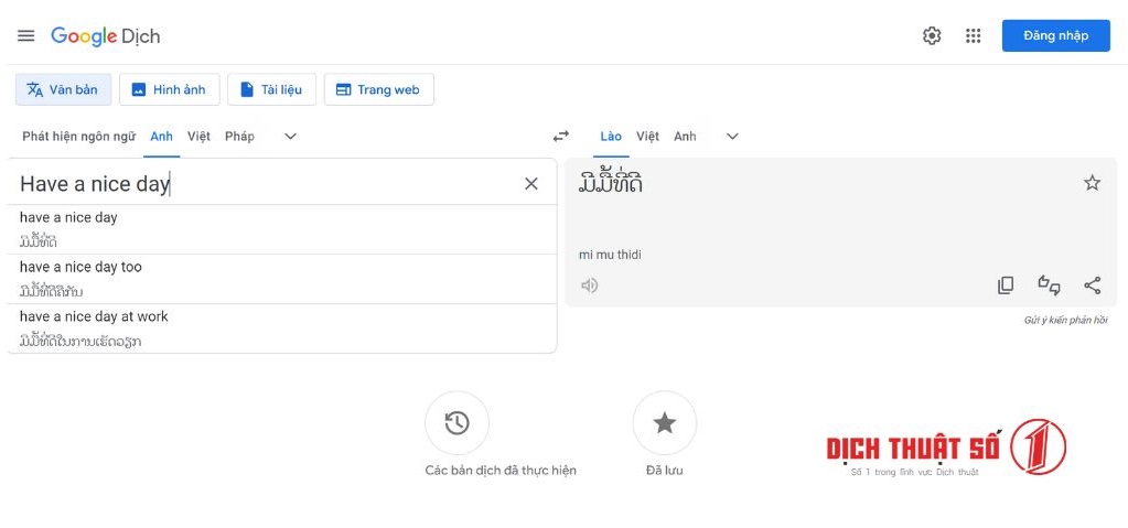Google Dịch tiếng Anh sang tiếng Lào