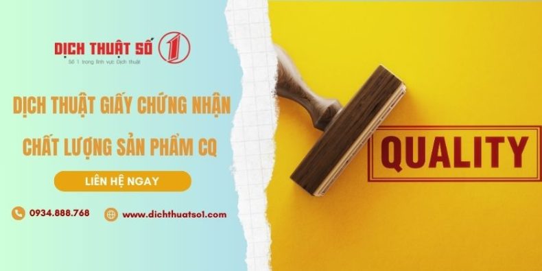 Giấy Chứng Nhận Chất Lượng Sản Phẩm