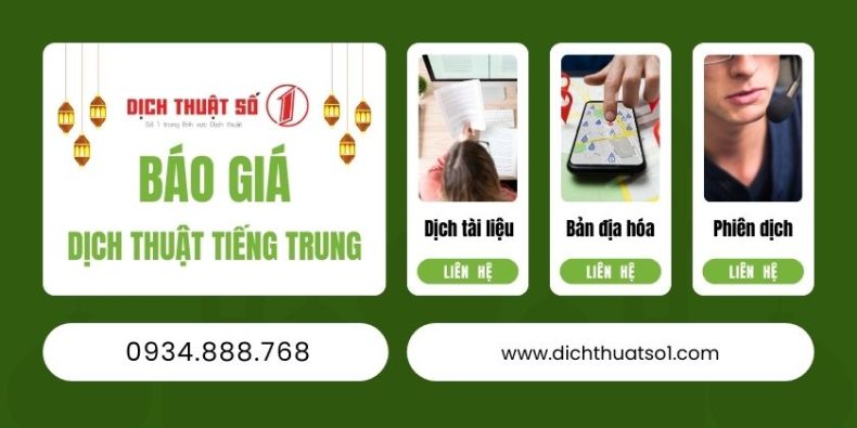 Báo giá dịch thuật tiếng Trung trên 1 trang A4