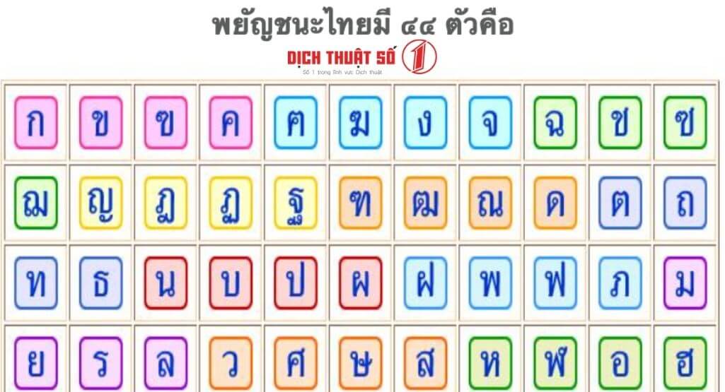 44 Phụ âm tiếng Thái đầy đủ và chi tiết